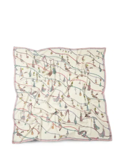 Versace Printed Wool & Silk Shawl 140 Cm In Multi