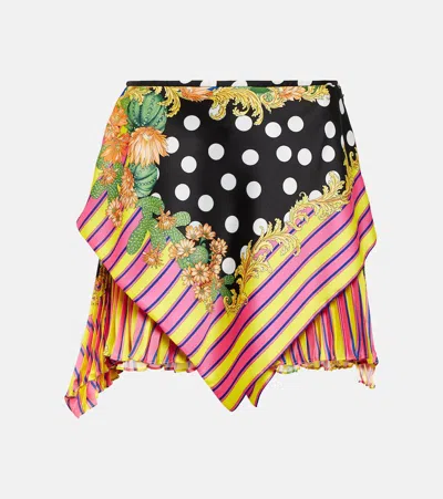 Versace Printed Wrap Miniskirt In Multicoloured