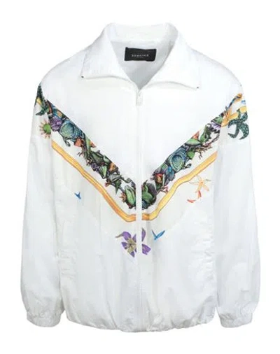 Versace Printed Zip-up Windbreaker Man Jacket White Size 44 Polyester