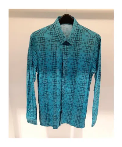 Versace Printing Long-sleeved Shirt In Blue