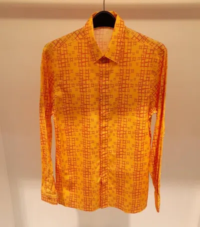 Versace Printing Long-sleeved Shirt In Orange