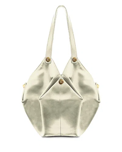 Versace Protea Leather Shoulder Bag In White
