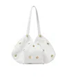 Versace Protea Crystal Stud Leather Shoulder Bag In White