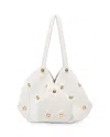 Versace Protea Studded Leather Tote In Porcelain