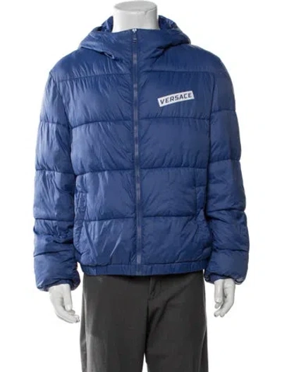 Pre-owned Versace Puffer Coat In Blue
