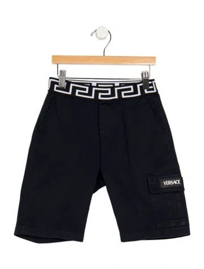 Pre-owned Versace Kids' Pull-on Cotton Cargo Shorts In Blue
