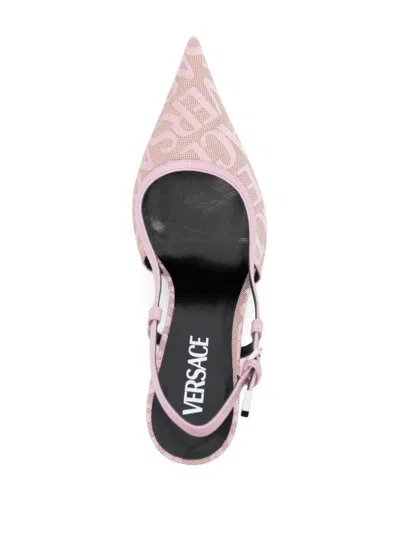 Versace Slingback Leather Pump In Pink