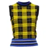 Versace Punk Tartan Web Trim Wool Blend Sweater Vest In Multi