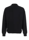 Versace Black Cardigan With Classic Collar And Logo Plaque On The Front In Black