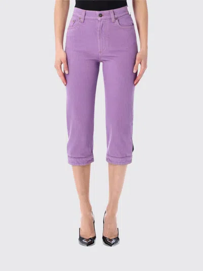 Versace Lilac Arch Cotton Jeans In Purple