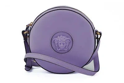 Pre-owned Versace Purple Calf Leather Round Disco Shoulder Bag