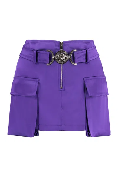 Versace Purple Cargo Mini Skirt For Women