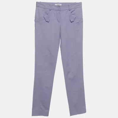 Pre-owned Versace Purple Cotton Skinny Pants S