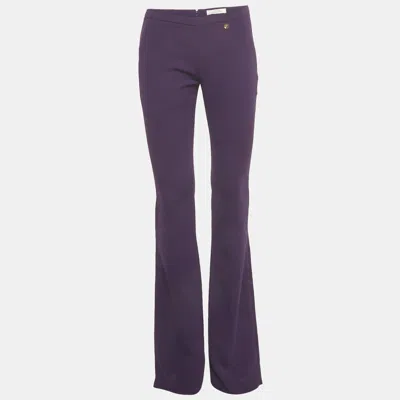 Pre-owned Versace Purple Crepe Wide Leg Trousers S