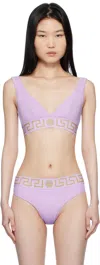 Versace Purple Greca Border Triangle Bralette In 1lg30-mauve