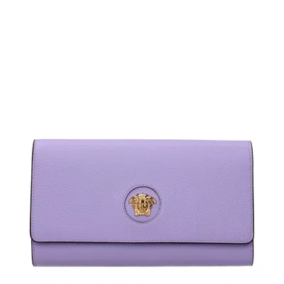 Versace Purple Leather Clutch Women's Bag