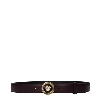 Versace Purple Leather Regular Belt In Burgundy