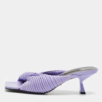 Versace Purple Pleated Leather Plisse Slide Sandals
