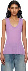 Versace Purple Ribbed Knit Tank Top In Purple