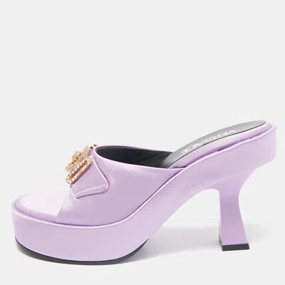 Versace Purple Satin Medusa Biggie Mules