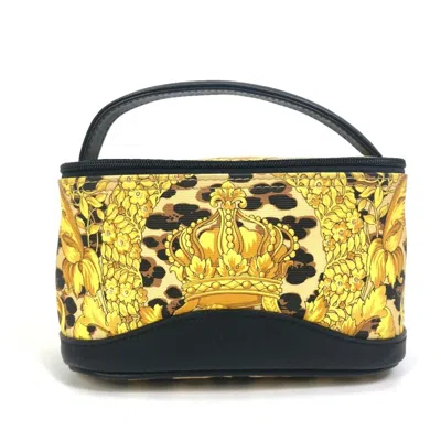 Pre-owned Versace Pvc Leather Handbag Vanity Bag () In Yellow