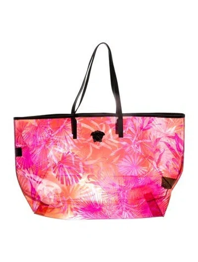 Pre-owned Versace Pvc Tote In Pink