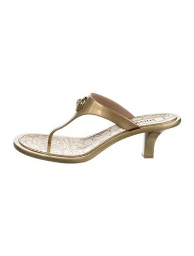 Pre-owned Versace Pvc T-strap Sandals W/ Tags In Yellow