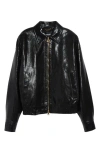 Versace Python Embossed Leather Jacket In Black