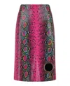 Versace Python-print Leather Midi Skirt In Pink