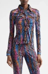 Versace Python Print Liquid Jersey Button-up Shirt In Multi