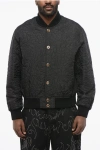 Versace Quilted Barocco Bomber Jacket With Jewel Buttons