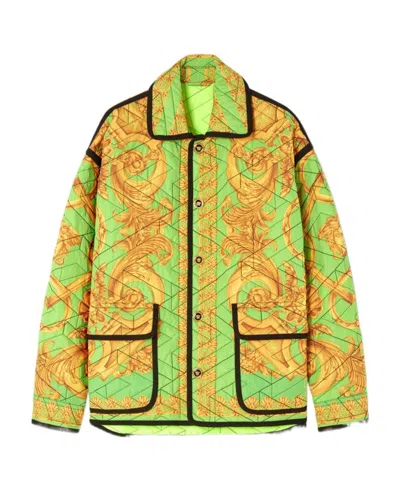 Versace Quilted Casual Jacket In Green