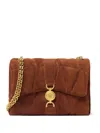Versace Quilted Chain Cross Body Bag In Brown