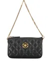 Versace Quilted Chain Leather Mini Bag In Black