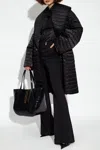 Versace Belted Quilted Crocodile-effect Coat In Black