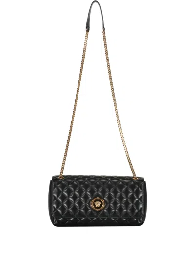 Versace Quilted Crossbody Bag In 黑色