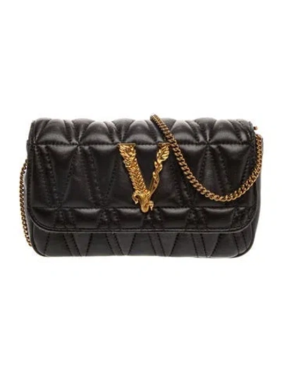 Pre-owned Versace Quilted Crossbody Bag In Black