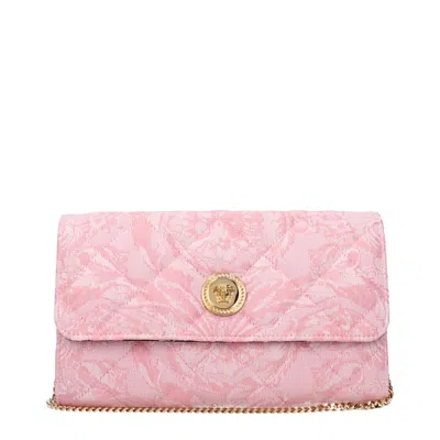 Versace Quilted Fabric Clutch In Pink