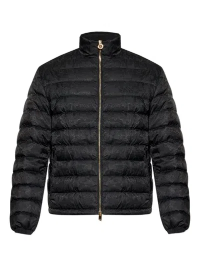 Versace Tailored Jacket With Elasticated Cuffs And Hem In Black