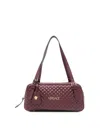 Versace Quilted Bordeaux Shoulder Bag With Gold-tone Accents In Red