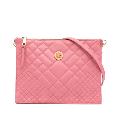 Versace Quilted Medusa Crossbody In Pink