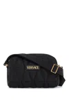 Versace Quilted Nylon Camera Bag With In Black- Gold (black)