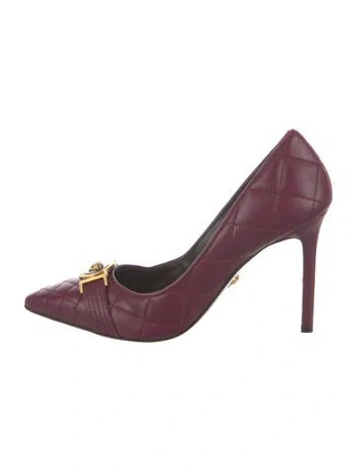 Pre-owned Versace Quilted Pattern Leather Pumps In Purple