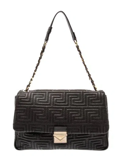 Pre-owned Versace Quilted Shoulder Bag In Black