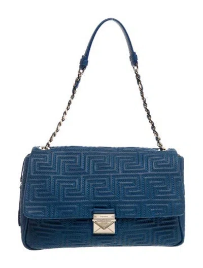 Pre-owned Versace Quilted Shoulder Bag In Blue