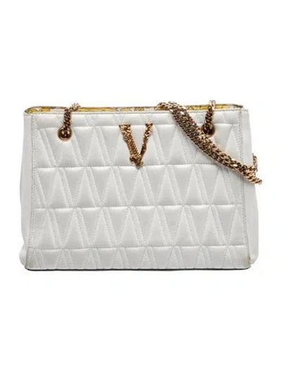 Pre-owned Versace Quilted Shoulder Bag In White