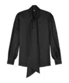 Versace Quilted Tie-neck Shirt In Black