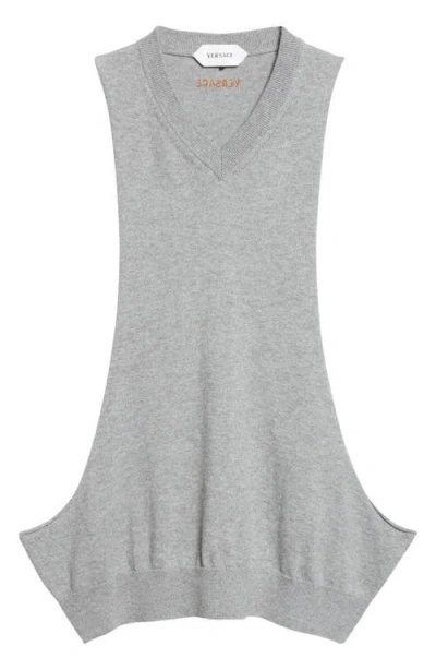 Versace Racerback Cotton Sweater Vest In Gray