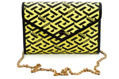 Versace Radiant Canvas-leather Pouch Shoulder Women's Bag In Yellow