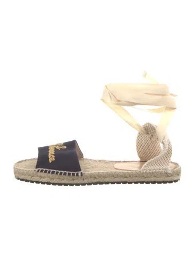 Pre-owned Versace Raffia Graphic Print Espadrilles In Neutrals